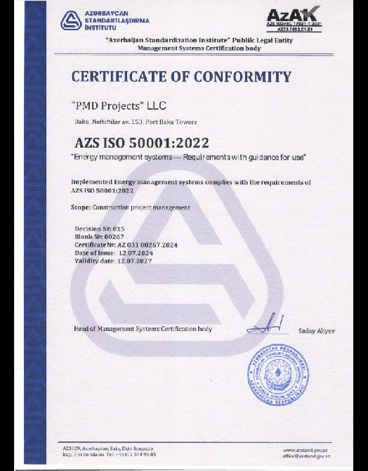 ISO 50001:2022 Sertifikatı