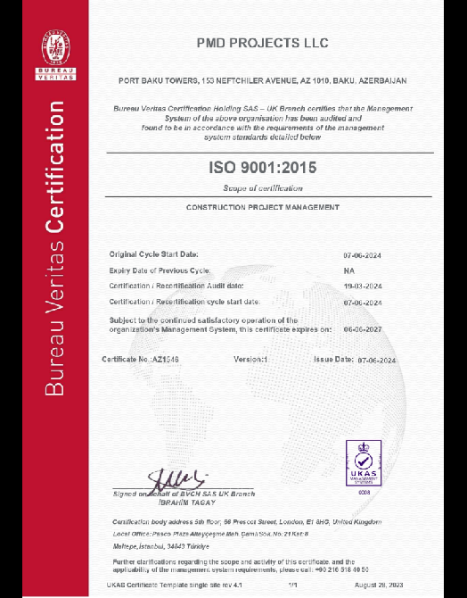 ISO 9001:2015 Sertifikatı