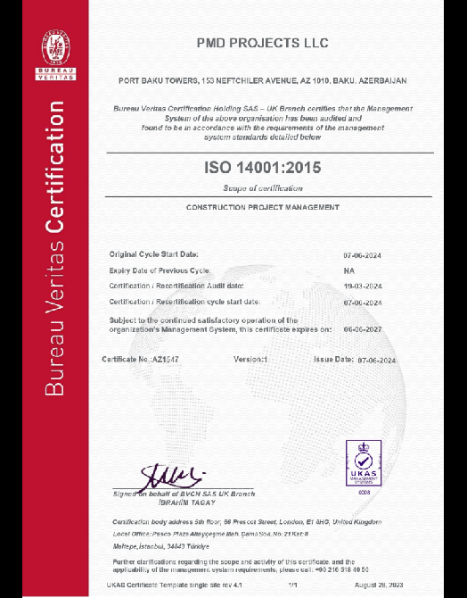 ISO 14001:2015 Sertifikatı